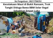 Kecelakaan Maut di Bukit Ransam, Truk Tangki Diduga Bawa BBM Solar Ilegal Sebabkan Empat Luka