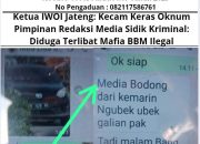 Ketua IWOI Jateng: Kecam Keras Oknum Pimpinan Redaksi Media Sidik Kriminal: Diduga Terlibat Mafia BBM Ilegal