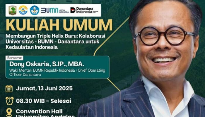 Wamen BUMN Dony Oskaria Hadir di UNAND, Bahas Kedaulatan Ekonomi Indonesia