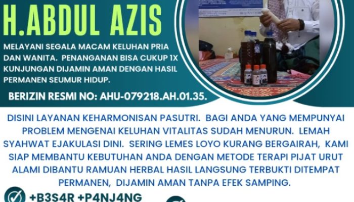 Pengobatan Alat Vital Di Gresik Mayangan H. Abdulazis Paling Ampuh