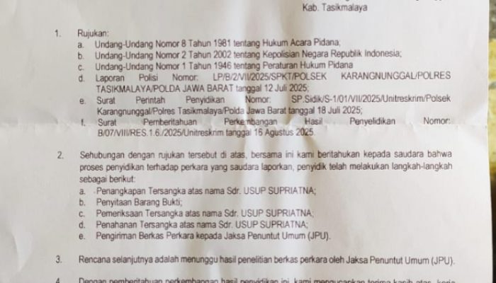 Media SBI Apresiasi untuk Polsek Karangnunggal dan Polres Tasikmalaya atas Pengungkapan Kasus Penganiayaan Jurnalis