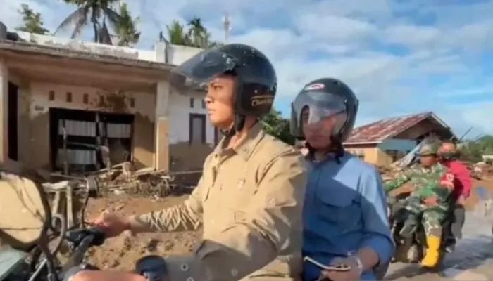 Naik Motor Trail, Wapres Gibran Tinjau Langsung Lokasi Banjir Bandang di Agam, Sumatera Barat