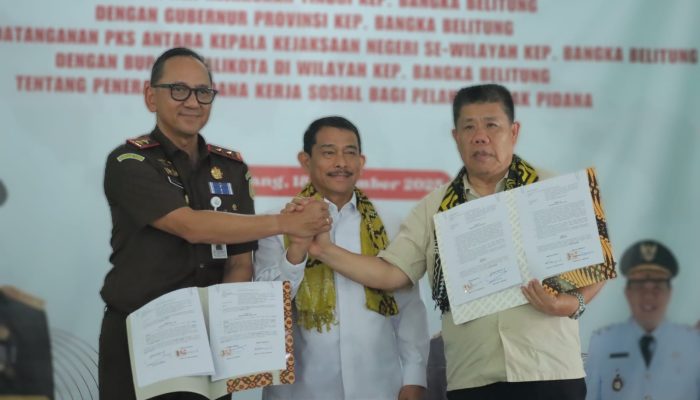 Gubernur Kejati Tandatangani Kerja Sama Penanganan Terhadap Pelaku Tindak Pidana Sosial di Babel