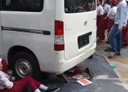 Mobil MBG seruduk siswa SD yang sedang baris berbaris