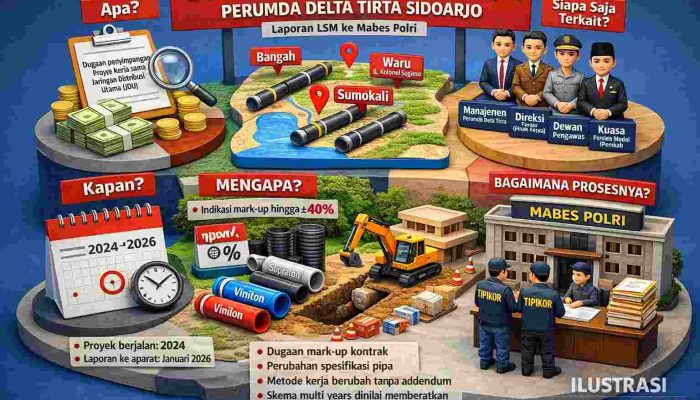 Proyek JDU Perumda Delta Tirta Disorot, LSM Laporkan Dugaan Kerugian Negara Rp. 16,9 Miliar ke Mabes Polri