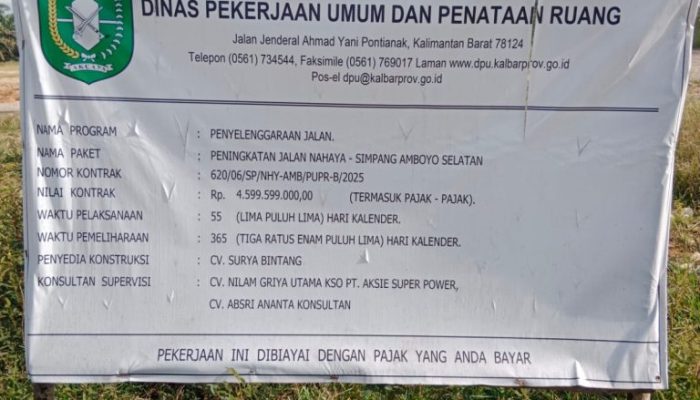 Proyek Termahal Di Tahun 2025 PUPR Provinsi Kalbar, Diduga Ada KKN
