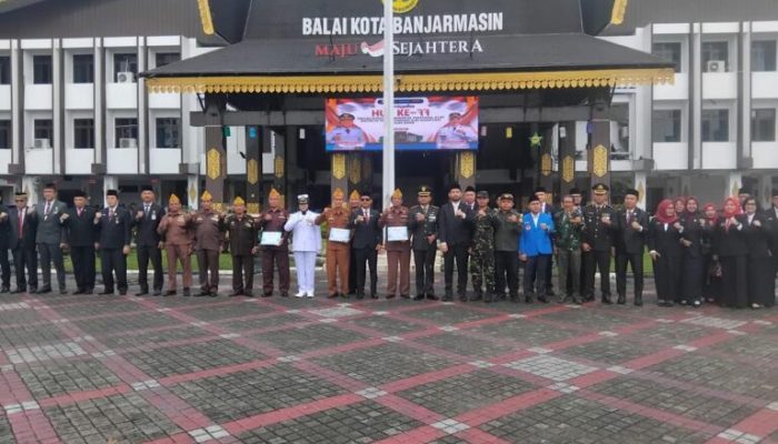 Danlanal Banjarmasin Pimpin Upacara HUT Ke-77 Proklamasi Pemerintahan Gubernur Tentara ALRI Divisi IV Pertahanan Kalimantan Tahun 2026