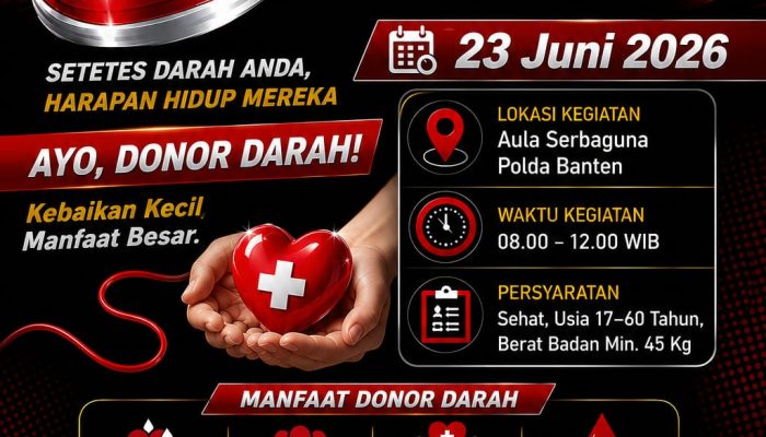 Semarak Hari Bhayangkara ke-80, Polda Banten Gelar Donor Darah dan Khitanan Gratis