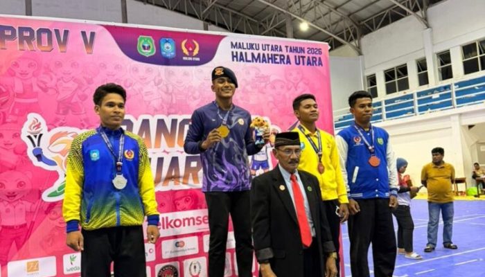 Personel Brimob Polda Malut Juara I Pencak Silat Kelas E Putra Porprov 2026