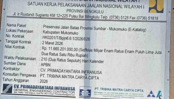 ‎Progres Capai 70 Persen, Preservasi Jalan Nasional Batas Sumbar–Mukomuko Ditargetkan Rampung Tepat Waktu ‎