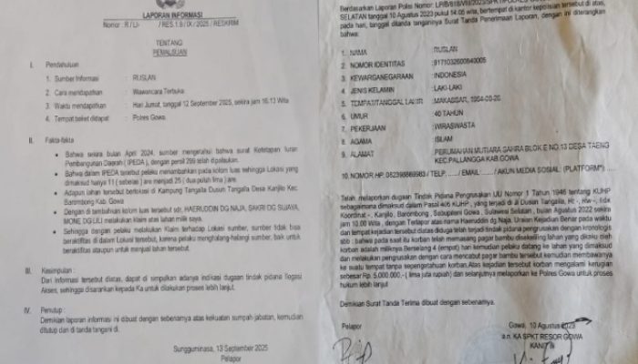 Dua Laporan Sengketa Lahan di Barombong Tertahan 3 Tahun, Warga Desak Kapolri Turun Tangan