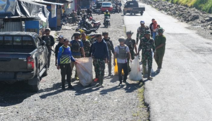 HUT TNI Ke-81 Tahun 2026, Kodim 1714/Puncak Jaya : TNI Peduli Sampah Bersama Masyarakat